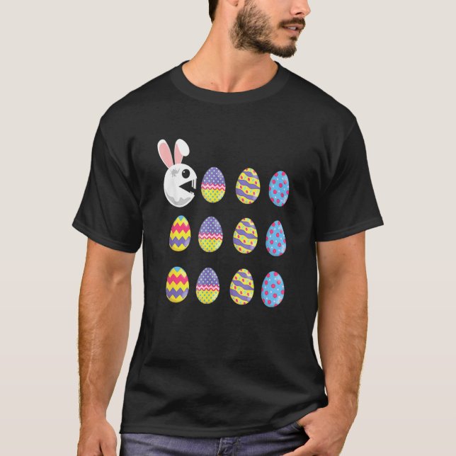 Bunny Eating Eggs Glad påsk Dag Rabbit Påsk E T Shirt (Framsida)