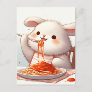 Bunny Eating Spaghetti Vykort
