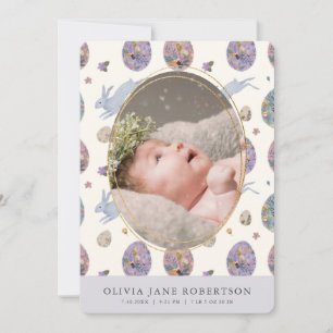 Bunny & Egg Girl Photo Birth Announcement Inbjudningar