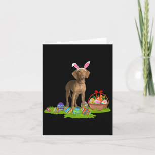 Bunny Eggs Basket Påsk Vizsla Hund Glad påsk D Kort