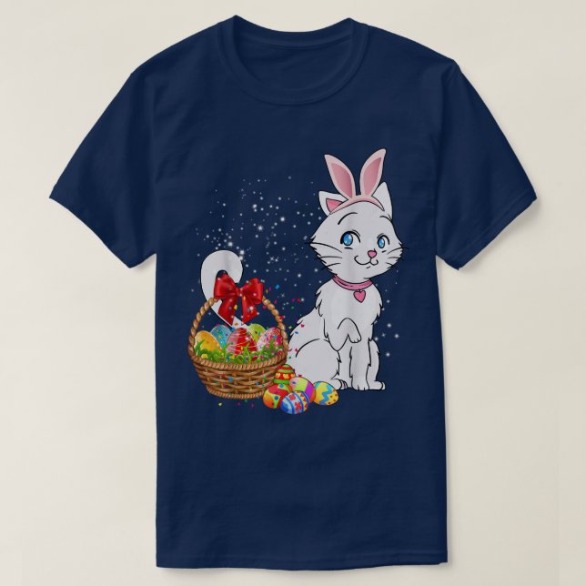 Bunny Eggs Costume Gift Manar Womens Kids Cute Cat T Shirt (Design framsida)