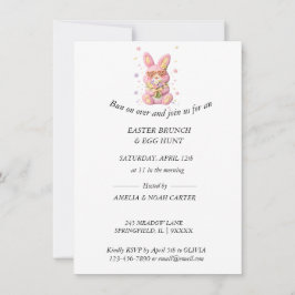 Bunny Embroidered Easter BRUNCH & HUNT Inbjudningar
