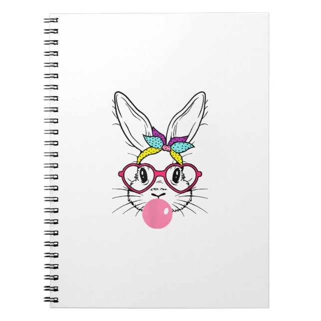 Bunny Face Bubblegum Blowing Glasses Headband Happ Anteckningsbok (Framsidan)