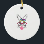 Bunny Face Bubblegum Blowing Glasses Headband Happ Julgransprydnad Keramik<br><div class="desc">Bunny Face Bubblegum Blowing Glasses Headband Happy Easter T-Shirt</div>