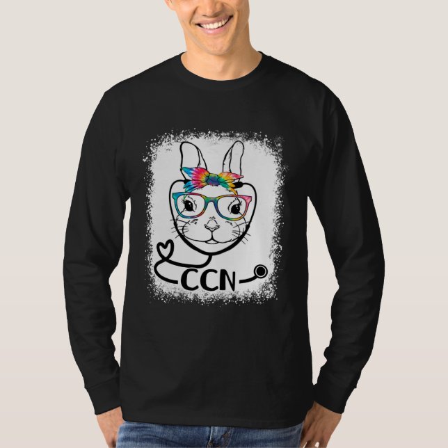 Bunny Face CCN Glasses Nurse Easter Day T Shirt (Framsida)