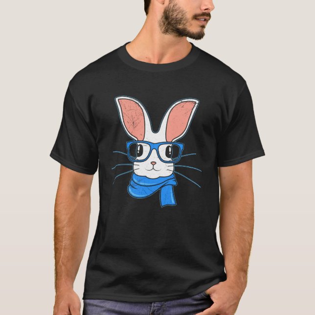 Bunny face Cool Easter Bunny with Glasses Easter 1 T Shirt (Framsida)