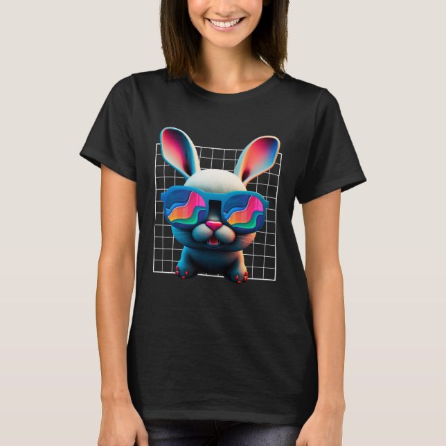 Bunny face Cool Easter Bunny with Glasses Easter 1 T Shirt (Framsida)