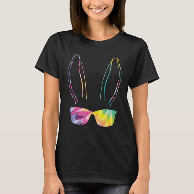 Bunny face Cool Easter Bunny with Glasses Easter   T Shirt (Framsida)