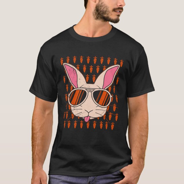 Bunny face Cool Easter Bunny with Glasses Easter T Shirt (Framsida)