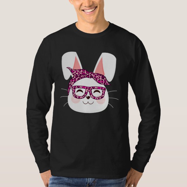 Bunny face Cool Easter Bunny with Glasses Easter   T Shirt (Framsida)