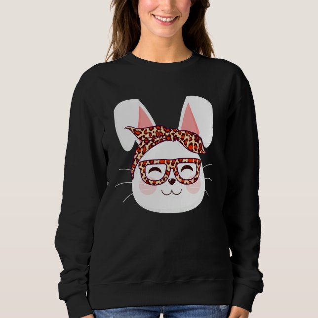 Bunny face Cool Easter Bunny with Glasses Easter   T Shirt (Framsida)