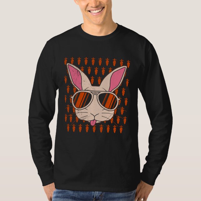 Bunny face Cool Easter Bunny with Glasses Easter T Shirt (Framsida)