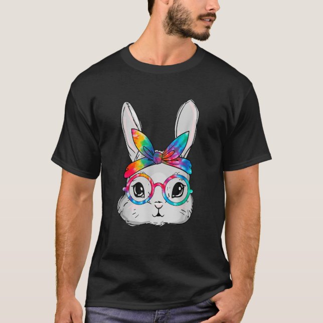 Bunny Face Sunglasses Tie Dye Glasses Headband Eas T Shirt (Framsida)
