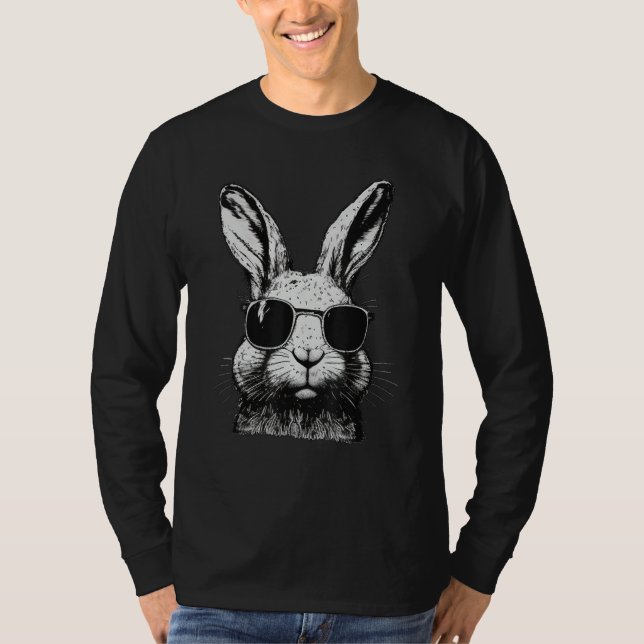 Bunny Face With Sunglasses For Boys Men Kids Easte T Shirt (Framsida)