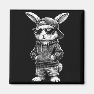 Bunny Face With Sungles Funny Easter Day For Boys  Magnet