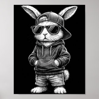 Bunny Face With Sungles Funny Easter Day For Boys  Poster