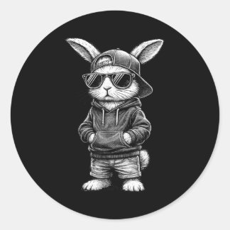 Bunny Face With Sungles Funny Easter Day For Boys  Runt Klistermärke
