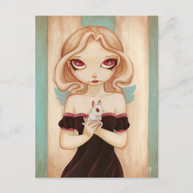 Bunny - fairy albino bunny vykort (Framsida)