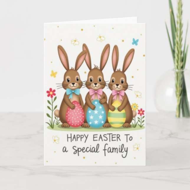 Bunny Family Celebration Card Kort (Framsida)
