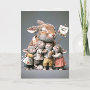 Bunny Family For Mamma Birthday Kort