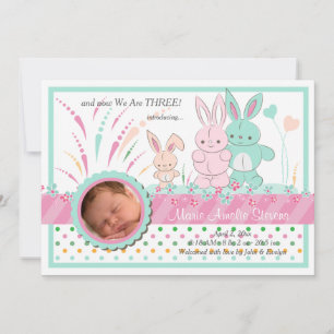 Bunny Family Photo Birth Announcement Meddelande