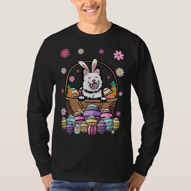 Bunny Finsk Lapphund Hund Glad påsk Day Älskare T Shirt (Framsida)