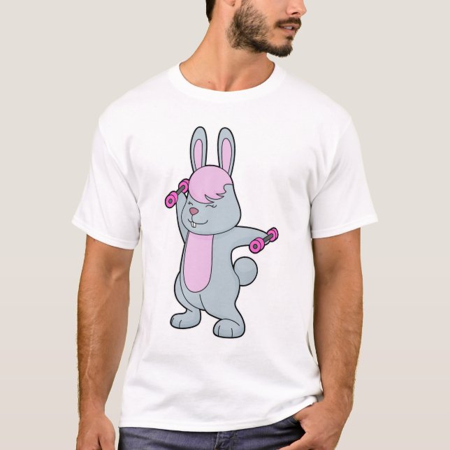 Bunny Fitness Dumbbell T Shirt (Framsida)