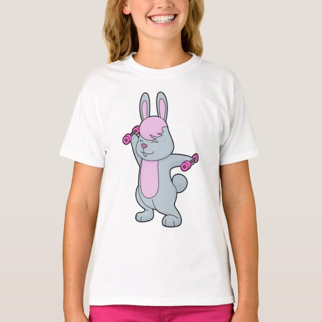 Bunny Fitness Dumbbell T Shirt (Framsida)