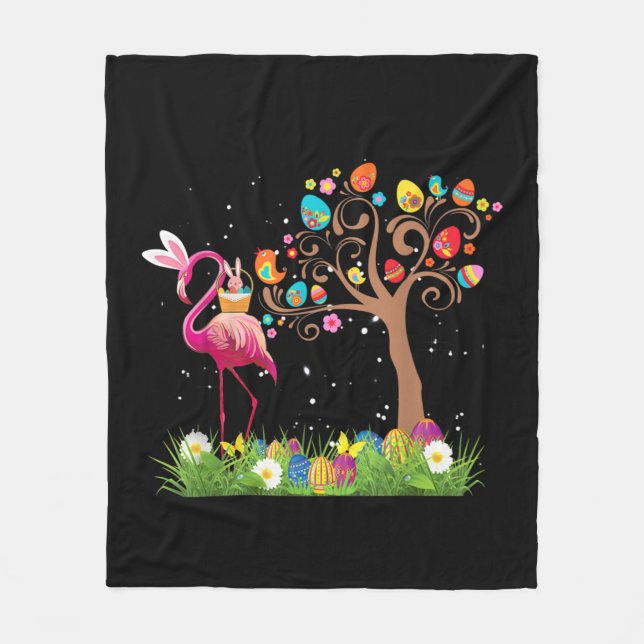 Bunny Flamingo Påsk 2021 | Cute Flamingo Älskare | Fleecefilt (Framsidan)