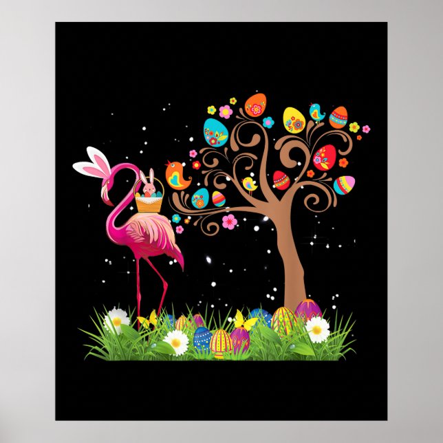 Bunny Flamingo Påsk 2021 | Cute Flamingo Älskare | Poster (Framsidan)