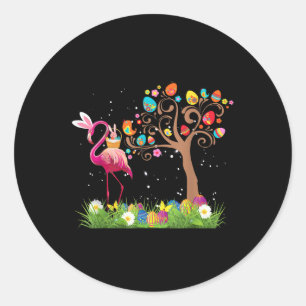 Bunny Flamingo Påsk 2021   Cute Flamingo Älskare   Runt Klistermärke