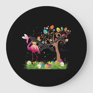 Bunny Flamingo Påsk 2021 Cute Flamingo Älskare Stor Klocka