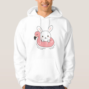 Bunny Flamingo Simma Ringar sommar Cute Animals Hoodie