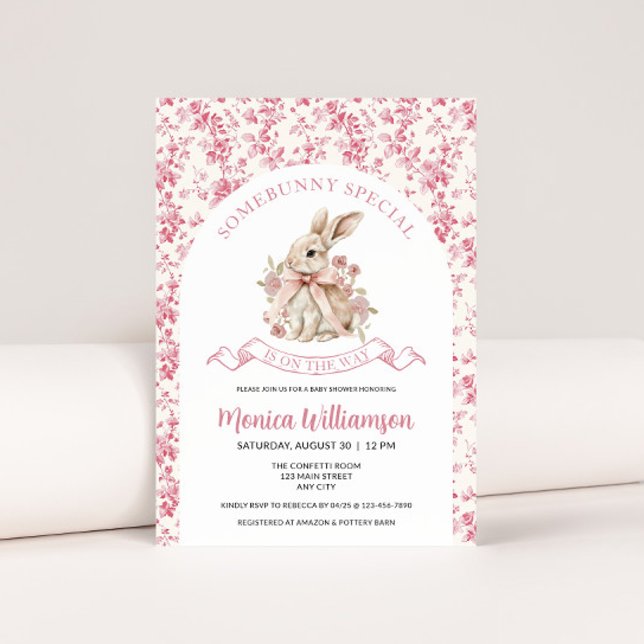Bunny Flicka Shower-inbjudningsfönster (Bunny Baby Shower Invite)