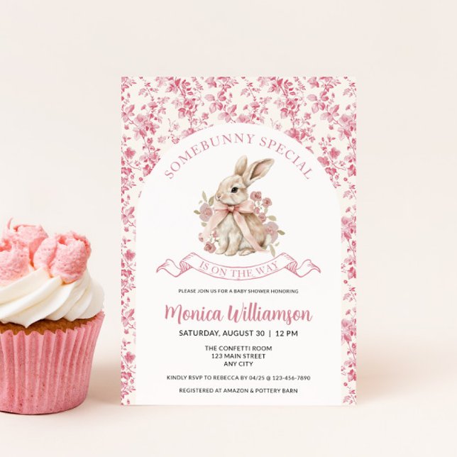 Bunny Flicka Shower-inbjudningsfönster Inbjudningar (Girl's Baby Shower Baby Bunny Invite)