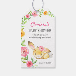 Bunny Flicka Shower Rabbit Sprinkle Rosa Blommigt Presentetikett