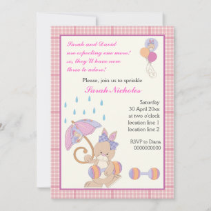 Bunny flicka sprinkle rosa plaid gräns inbjudningar