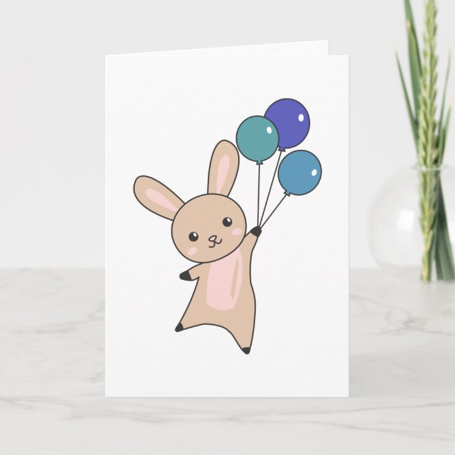 Bunny Flies Balloons over Cute Animals För barn Kort (Framsida)