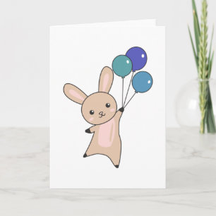 Bunny Flies Balloons over Cute Animals För barn Kort