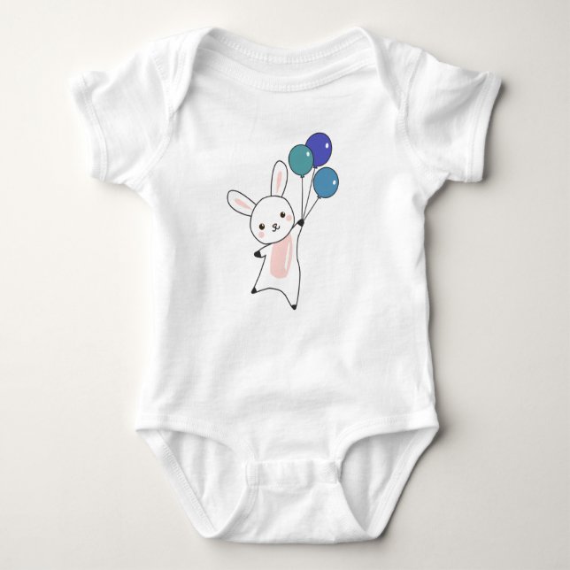 Bunny Flies Balloons over Cute Animals För barn T Shirt (Framsida)