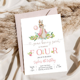 Bunny Floral 4-års inbjudan