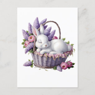 Bunny & Flower Basket Delight Vykort