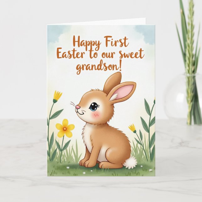 Bunny Flower Easter Card Kort (Framsida)