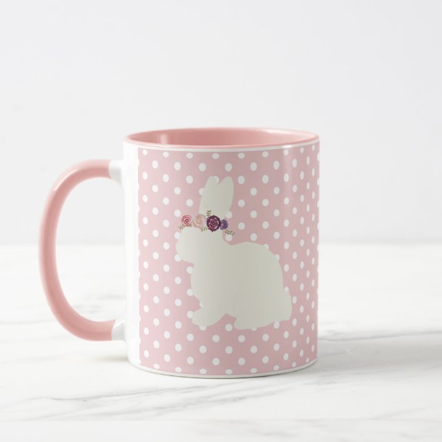 Bunny Flower Painting Bouquet Coffee Mugg (Vänster)