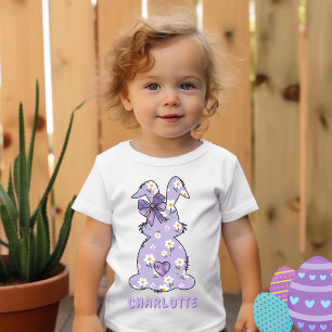 Bunny Flowered Print Lila T-Shirt