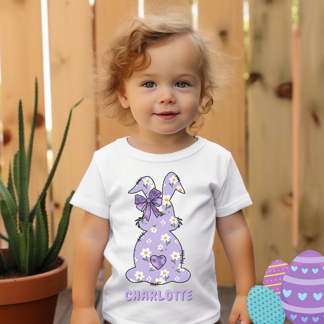 Bunny Flowered Print Lila T-Shirt (Skapare uppladdad)