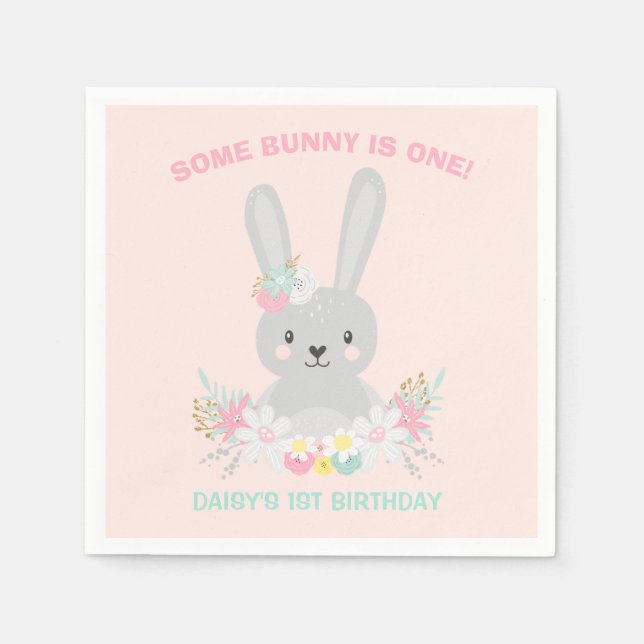 Bunny Födelsedagsfest Napkin lite Bunny Birthday Pappersservett (Framsidan)