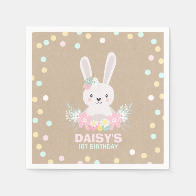 Bunny Födelsedagsfest Napkin lite Bunny Birthday Pappersservett (Framsidan)