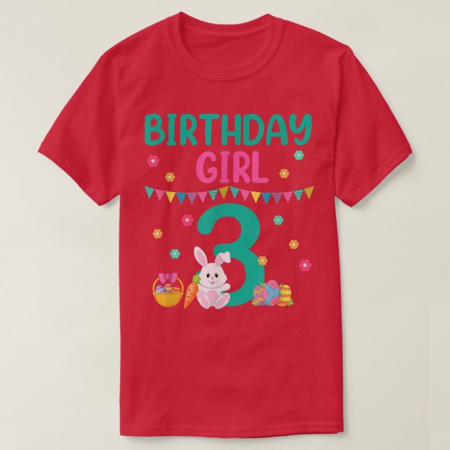 Bunny Födelsedagsfest Rabbit är 3 år gammal Påsk B T Shirt (Design framsida)