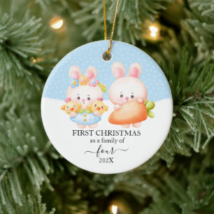 Bunny Första julfamiljen 4 Julgransprydnad Keramik